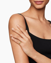 DY Initial Pinky Ring in 18K Yellow Gold with Diamond P, 9.8mm